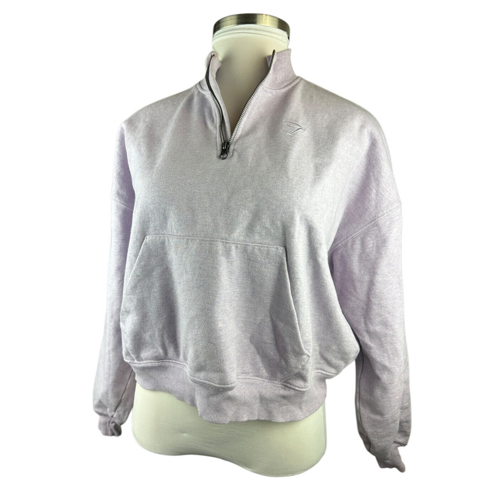 Gymshark Rest Day Sweats 1/2 Zip Pullover Purple Aura Lilac Marl Oversized Fit M - Picture 5 of 16